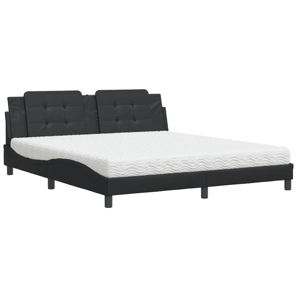 Bed with Mattress "Zadar" Black 180x200 cm Faux Leather
