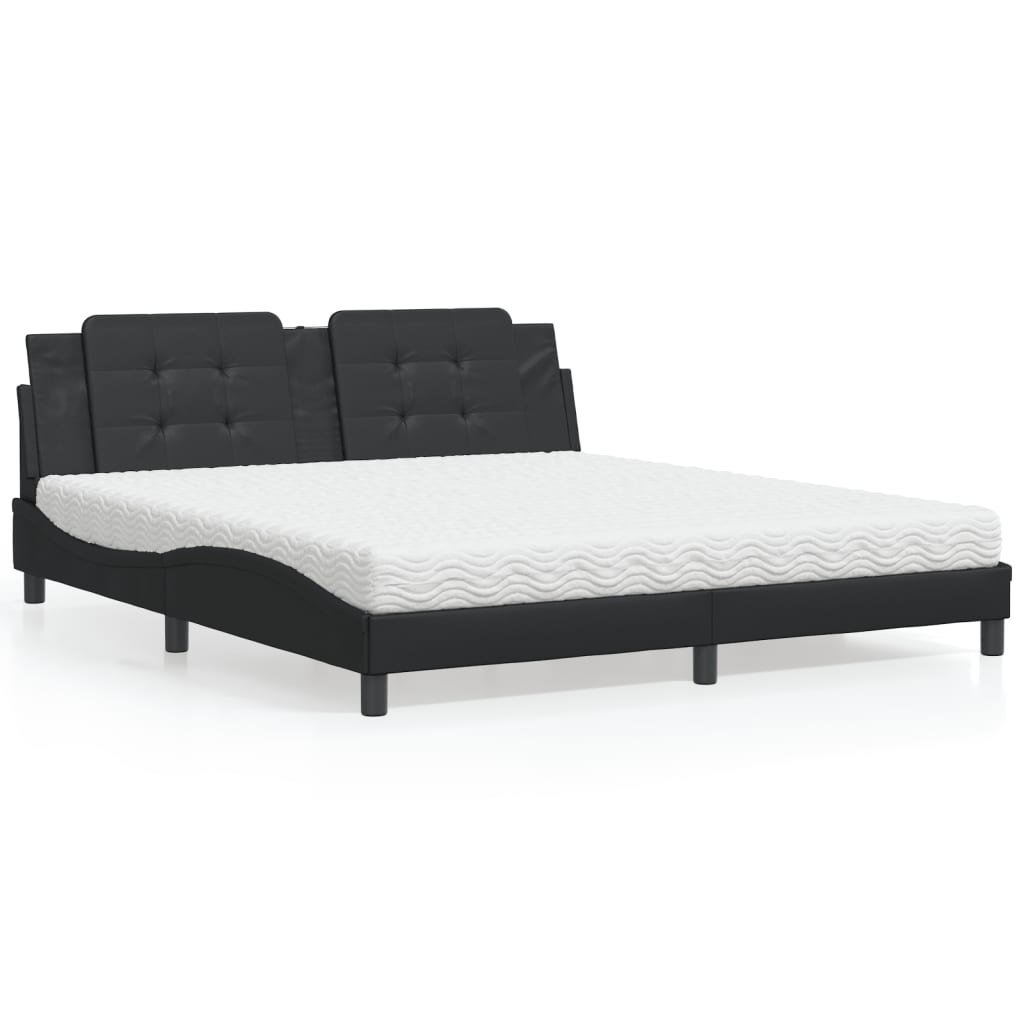 Bed with Mattress "Zadar" Black 180x200 cm Faux Leather