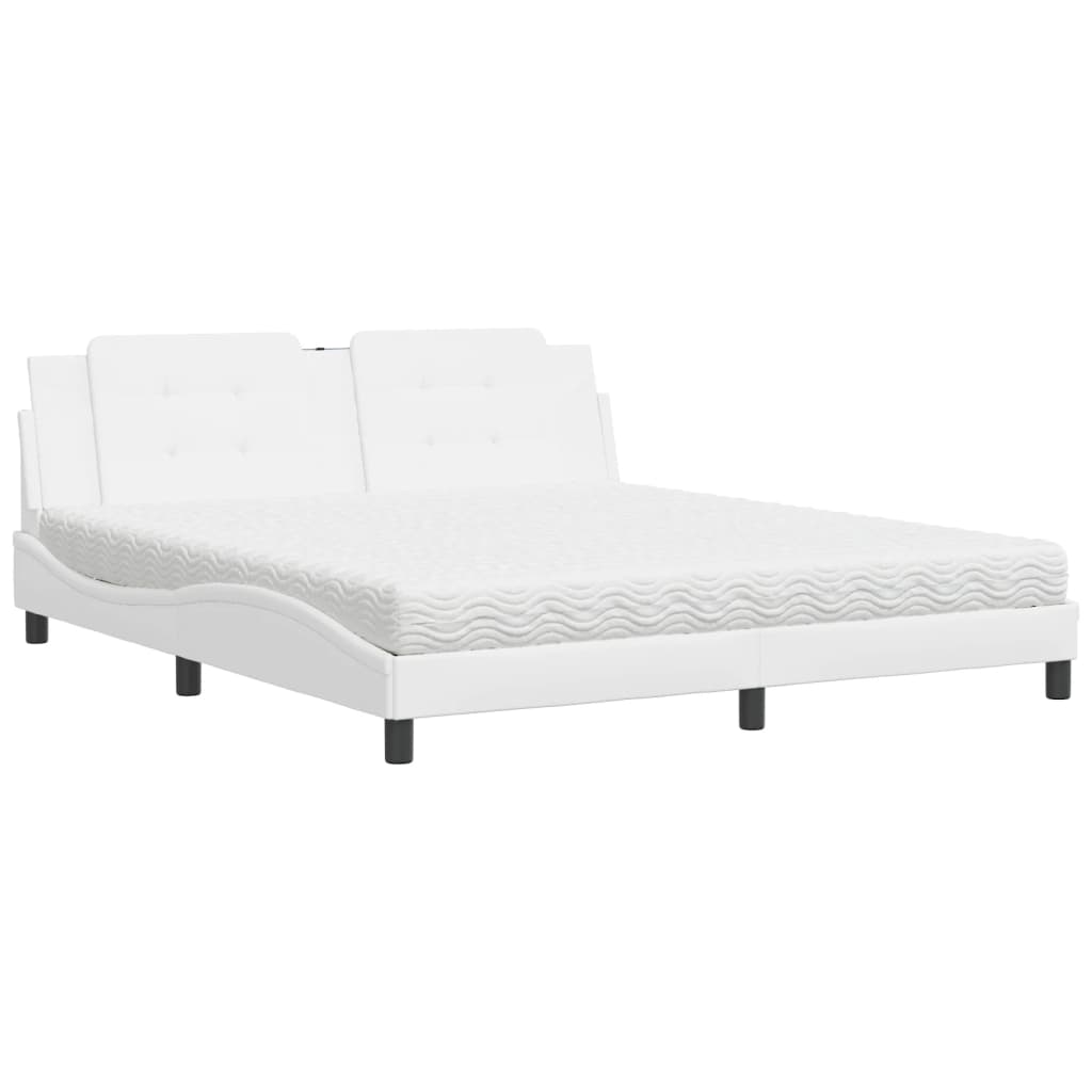 Bed with Mattress "Zadar" White 180x200 cm Faux Leather