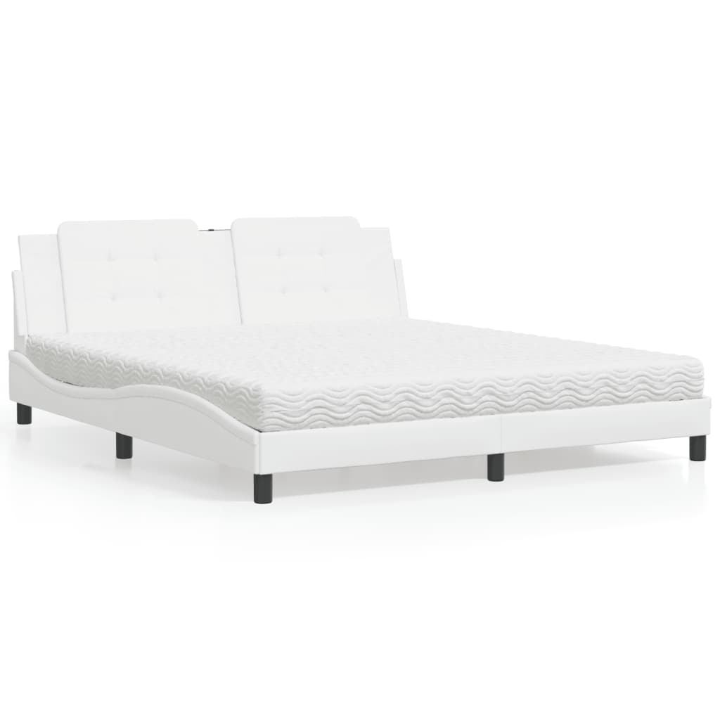Bed with Mattress "Zadar" White 180x200 cm Faux Leather