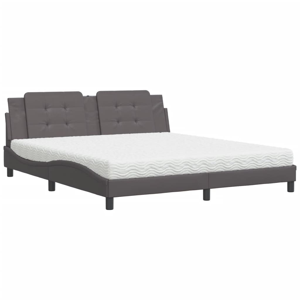 Bed with Mattress "Zadar" Grey 180x200 cm Faux Leather