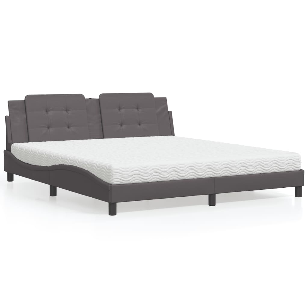 Bed with Mattress "Zadar" Grey 180x200 cm Faux Leather