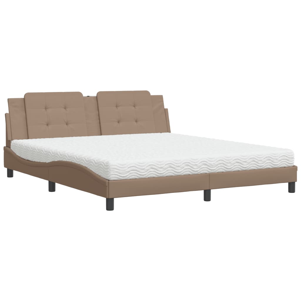 Bed with Mattress "Zadar" Cappuccino 180x200 cm Faux Leather