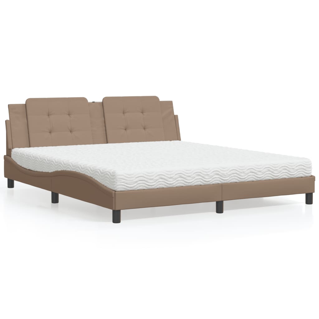 Bed with Mattress "Zadar" Cappuccino 180x200 cm Faux Leather