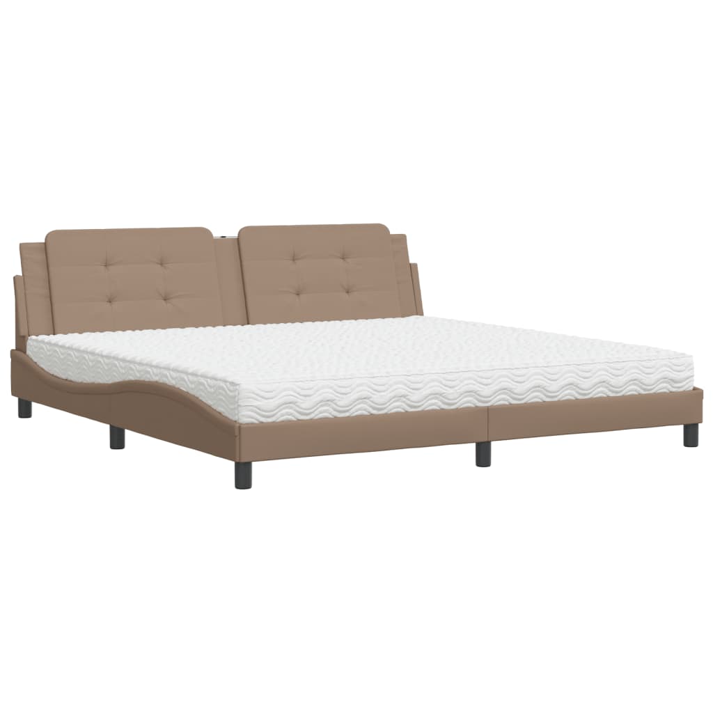 Bed with Mattress "Zadar" Cappuccino 200x200 cm Faux Leather