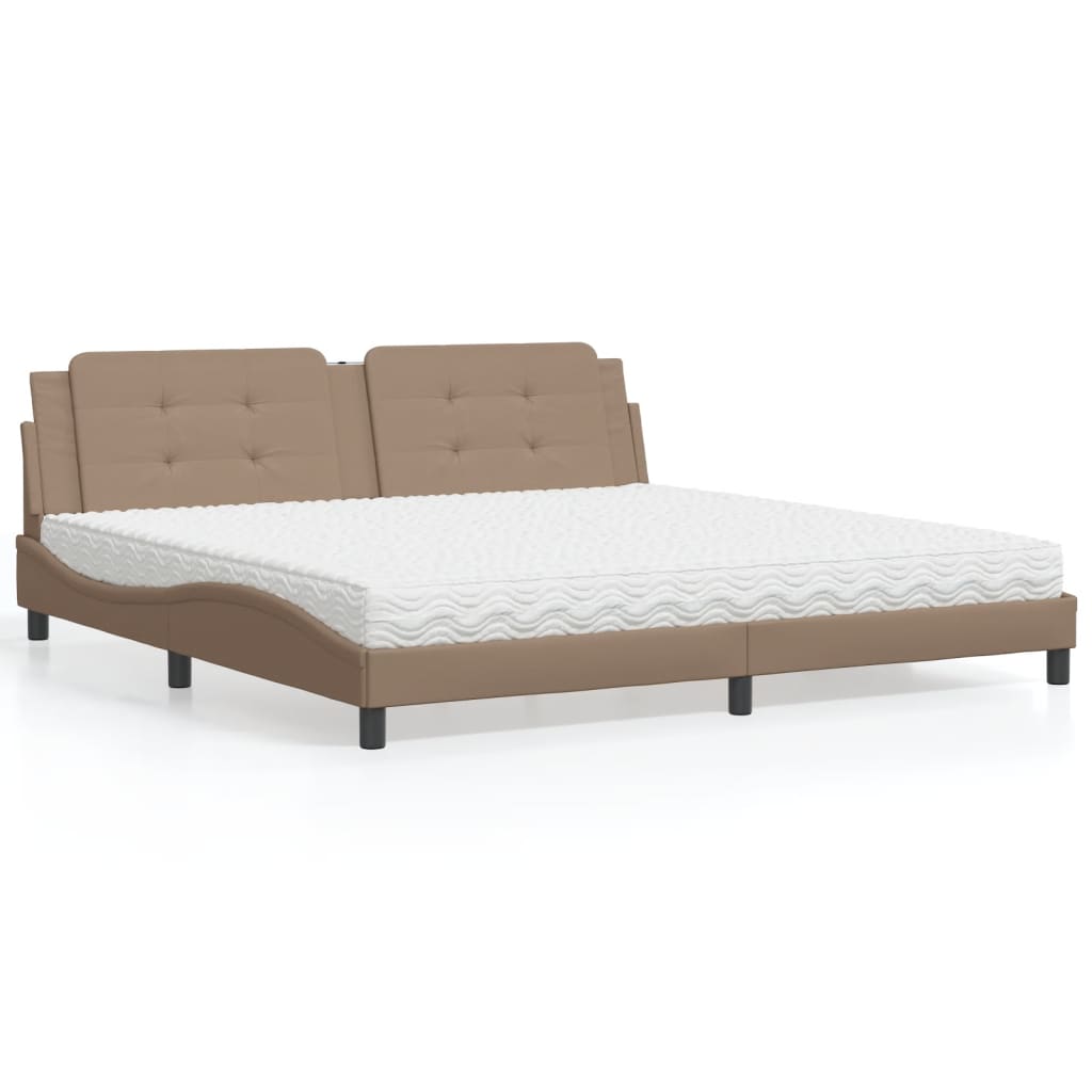 Bed with Mattress "Zadar" Cappuccino 200x200 cm Faux Leather