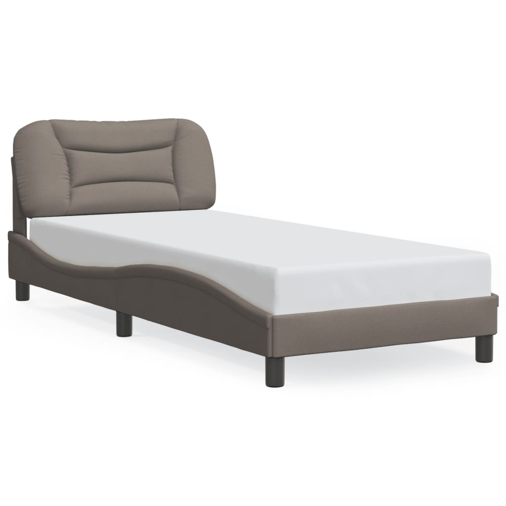 Bed Frame with LED without Mattress "Hvar" Taupe 90x190 cm Fabric