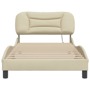 Bed Frame with LED without Mattress "Hvar" Cream 100x200 cm Fabric