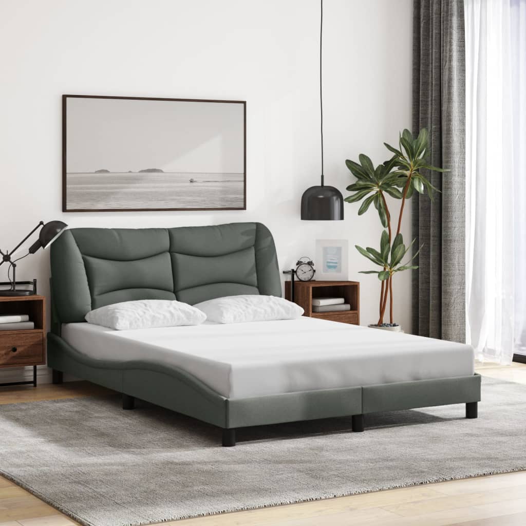 Bed Frame with LED without Mattress "Hvar" Dark Grey 120x200 cm Fabric