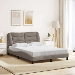 Bed Frame with LED without Mattress "Hvar" Taupe 120x200 cm Fabric