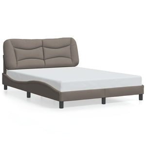 Bed Frame with LED without Mattress "Hvar" Taupe 120x200 cm Fabric
