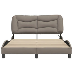 Bed Frame with LED without Mattress "Hvar" Taupe 120x200 cm Fabric