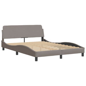 Bed Frame with LED without Mattress "Hvar" Taupe 120x200 cm Fabric