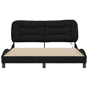 Bed Frame with LED without Mattress "Hvar" Black 160x200 cm Fabric