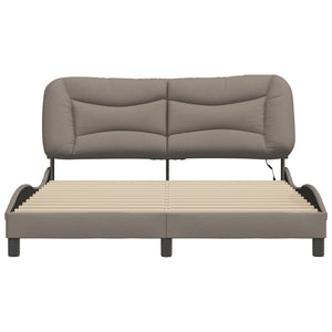 Bed Frame with LED without Mattress "Hvar" Taupe 160x200 cm Fabric