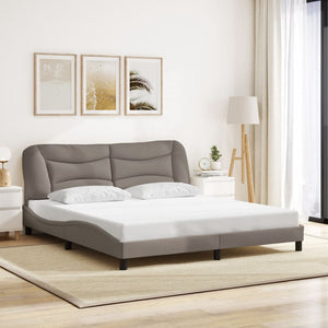 Bed Frame with LED without Mattress "Hvar" Taupe 180x200 cm Fabric
