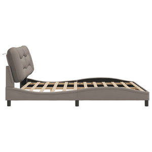 Bed Frame with LED without Mattress "Hvar" Taupe 180x200 cm Fabric