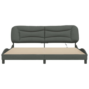 Bed Frame with LED without Mattress "Hvar" Dark Grey 200x200 cm Fabric