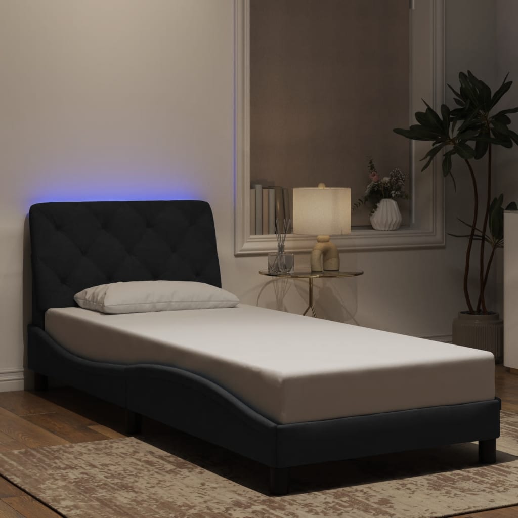 Bed Frame with LED without Mattress Black 80x200 cm Velvet