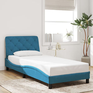 Bed Frame with LED without Mattress Blue 80x200 cm Velvet