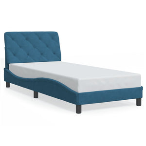 Bed Frame with LED without Mattress Blue 80x200 cm Velvet