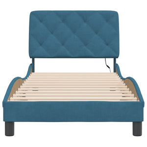 Bed Frame with LED without Mattress Blue 80x200 cm Velvet