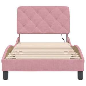 Bed Frame with LED without Mattress Pink 80x200 cm Velvet