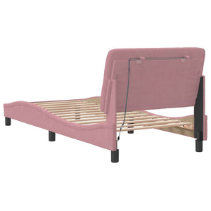 Bed Frame with LED without Mattress Pink 80x200 cm Velvet