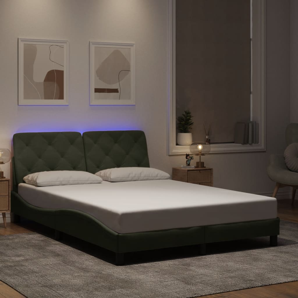 Bed Frame with LED without Mattress Light Grey 140x190 cm Velvet