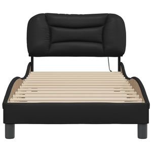 Bed Frame with LED without Mattress "Hvar" Black 90x190 cm