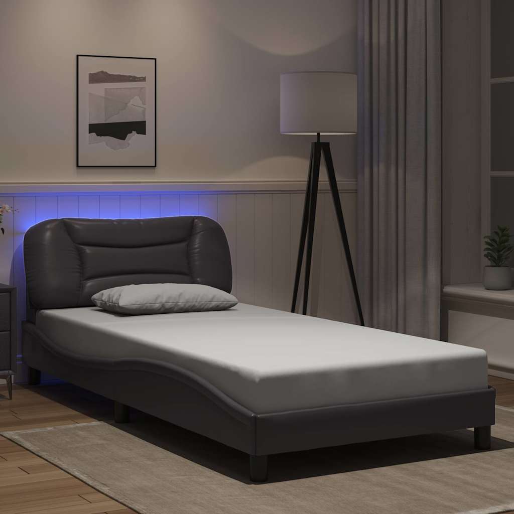 Bed Frame with LED without Mattress "Hvar" Grey 100x200 cm