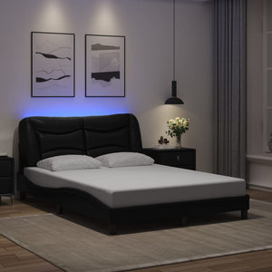 Bed Frame with LED without Mattress "Hvar" Black 120x200 cm