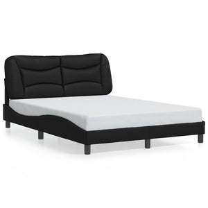 Bed Frame with LED without Mattress "Hvar" Black 140x190 cm