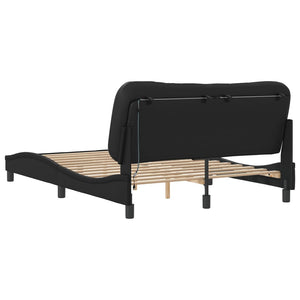 Bed Frame with LED without Mattress "Hvar" Black 140x190 cm