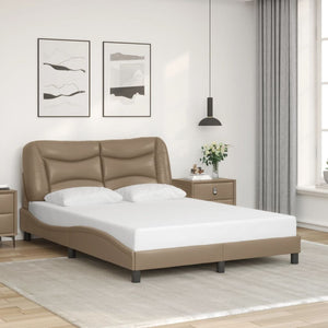 Bed Frame with LED without Mattress "Hvar" Cappuccino 140x190 cm
