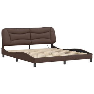 Bed Frame with LED without Mattress "Hvar" Brown 180x200 cm