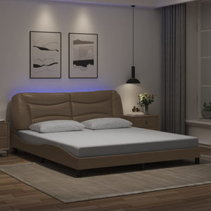Bed Frame with LED without Mattress "Hvar" Cappuccino 180x200 cm