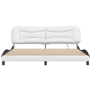 Bed Frame with LED without Mattress "Hvar" White and Black 200x200 cm