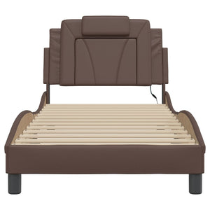 Bed Frame "Viana" with LED without Mattress Brown 80x200 cm