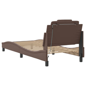 Bed Frame "Viana" with LED without Mattress Brown 80x200 cm