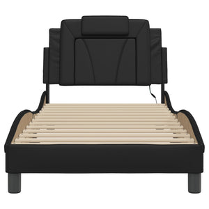 Bed Frame "Viana" with LED without Mattress Black 90x190 cm