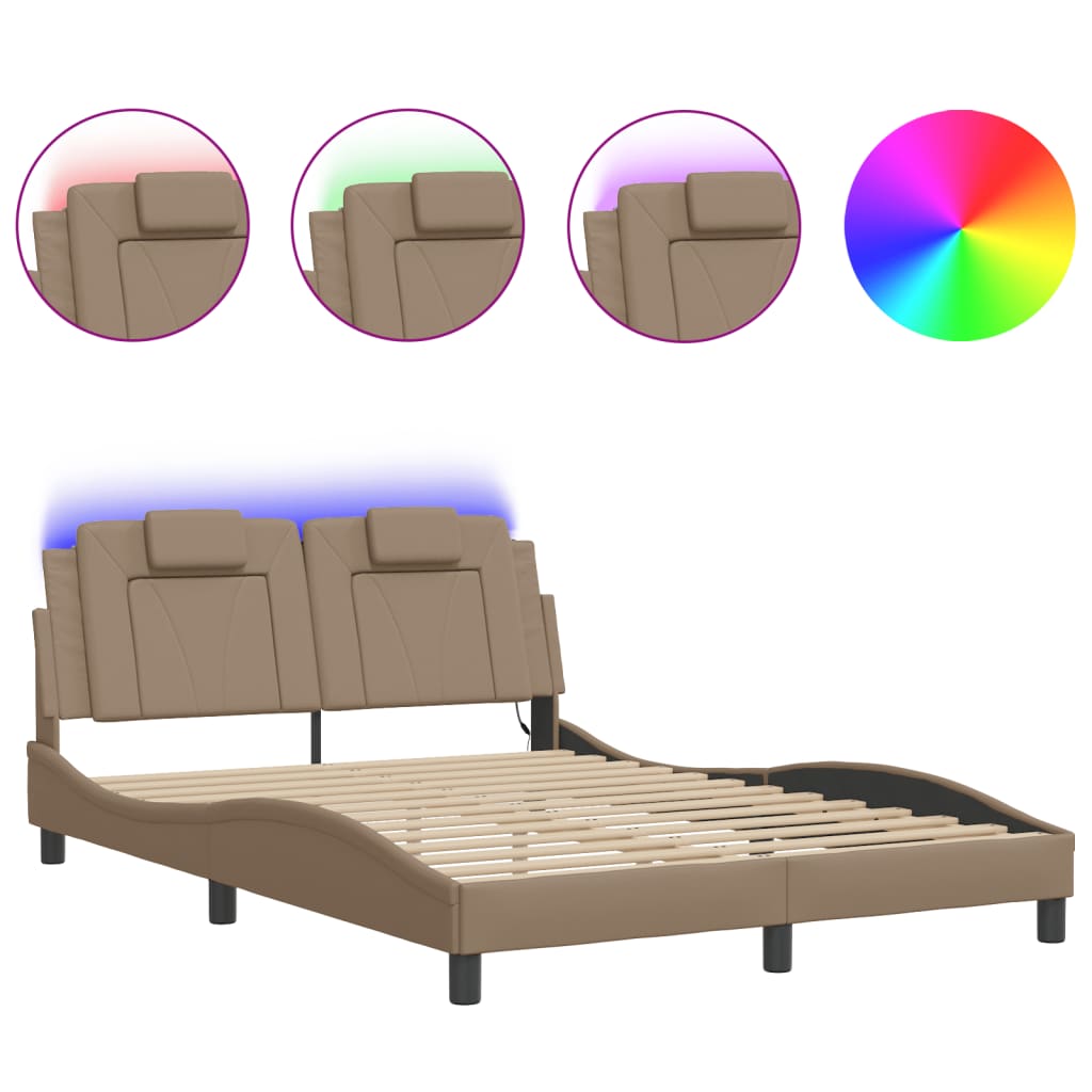 Bed Frame "Viana" with LED without Mattress Cappuccino 120x200 cm