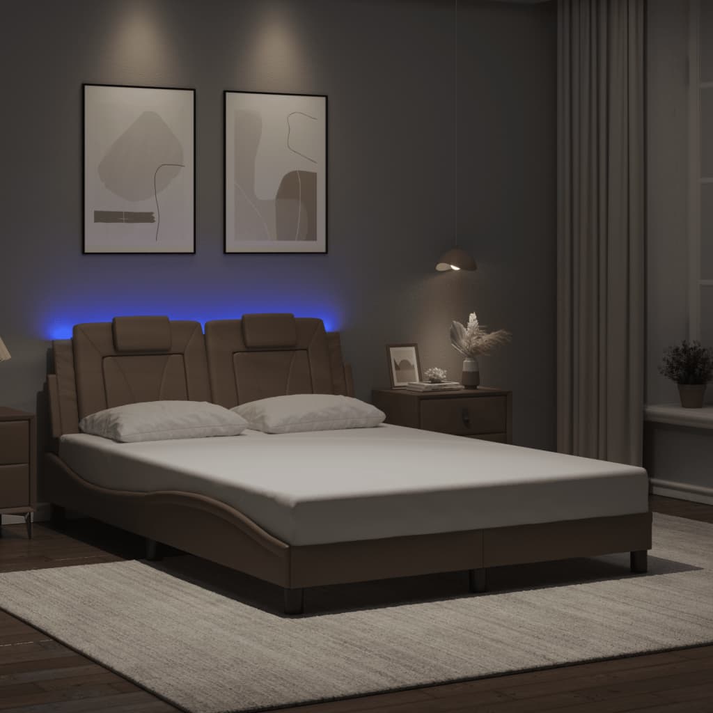 Bed Frame "Viana" with LED without Mattress Cappuccino 120x200 cm