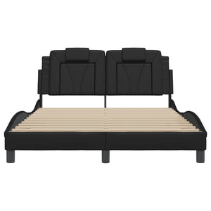 Bed Frame "Viana" with LED without Mattress Black 140x200 cm