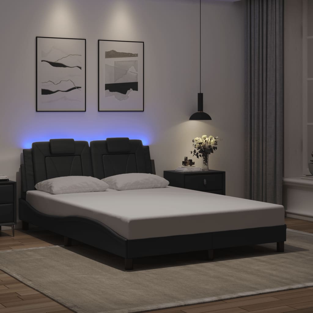 Bed Frame "Viana" with LED without Mattress Grey 140x200 cm