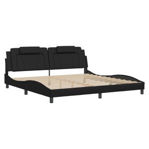 Bed Frame "Viana" with LED without Mattress Black 200x200 cm