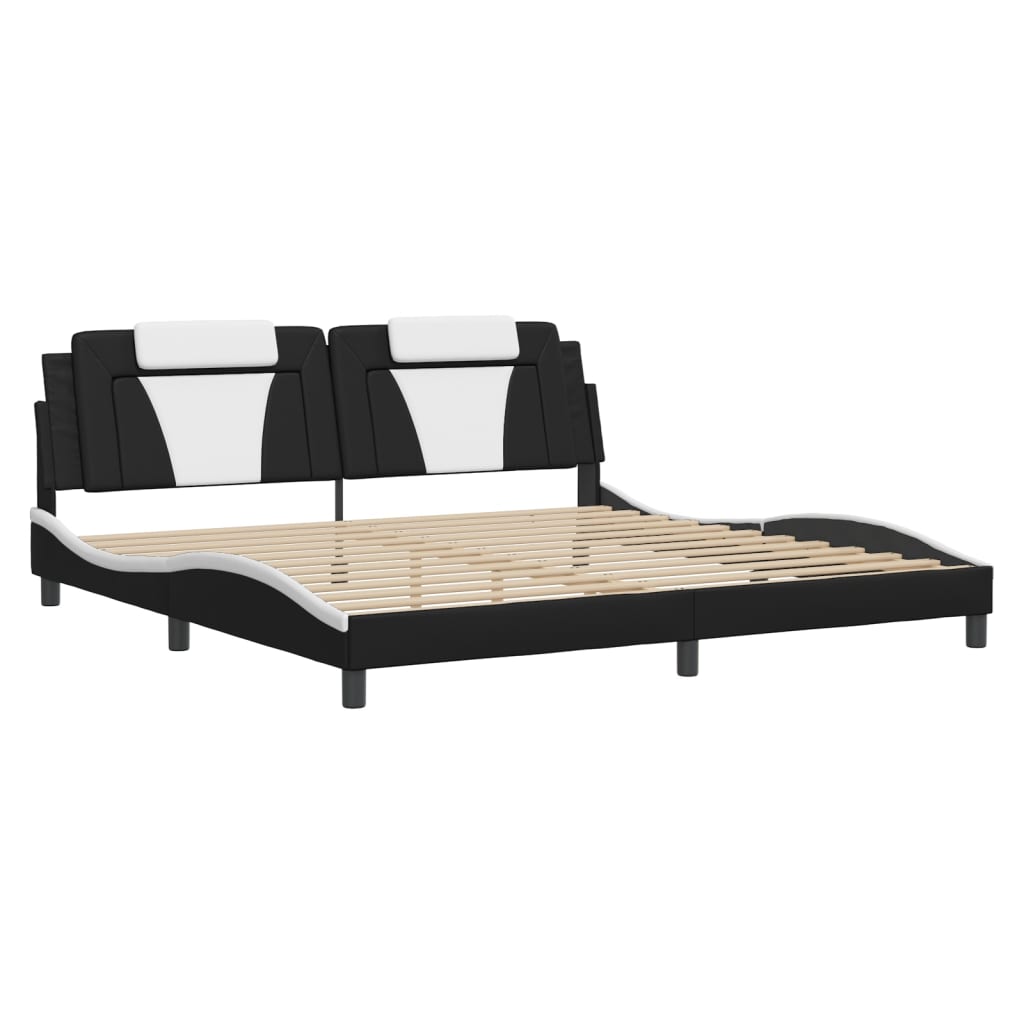 Bed Frame "Viana" with LED without Mattress Black and White 200x200 cm