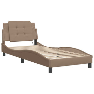 Bed Frame with LED without Mattress "Zadar" Cappuccino 80x200 cm