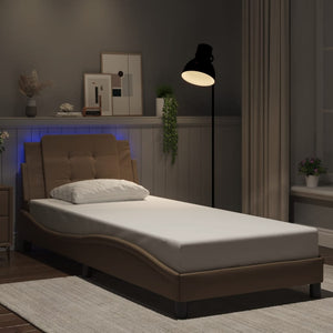 Bed Frame with LED without Mattress "Zadar" Cappuccino 80x200 cm