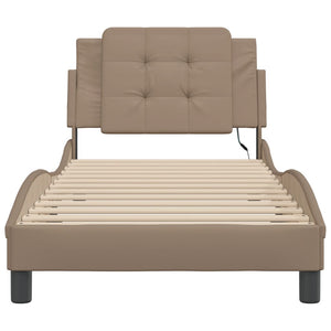 Bed Frame with LED without Mattress "Zadar" Cappuccino 90x190 cm